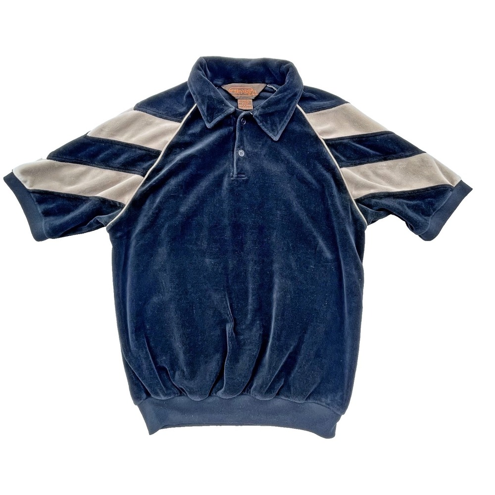 Vintage Huk a poo Mens Large Velour Collared Pullover Polo Shirt preppie retro